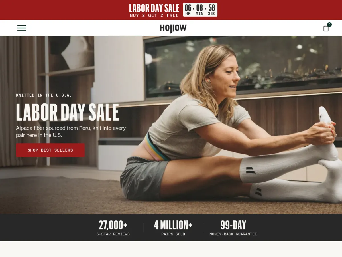 Hollow Socks storefront homepage