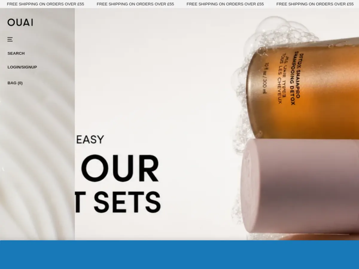 OUAI storefront homepage